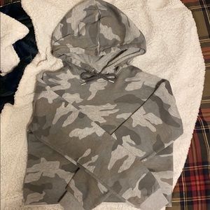 garage grey camo crop top hoodie